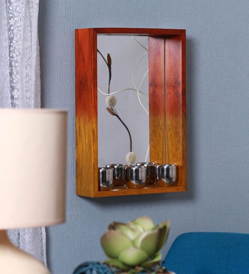 Buy Solid Wood Wall Shelf In Red Colour By Furnicheer Online