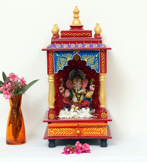 Buy Multicolour Sheesham Wood Pooja Mandir Without Door By D Dass