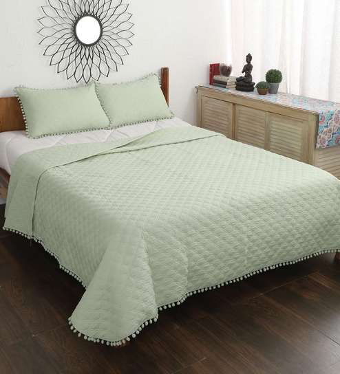 Buy Solitare Italian Cashmere 280 Tc Double Bed Cover With 2