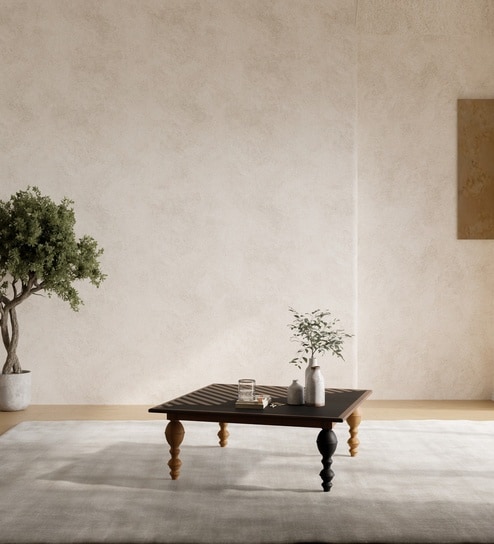 Solstice Precis Teak Wood Coffee Table in Black and Oak Finish