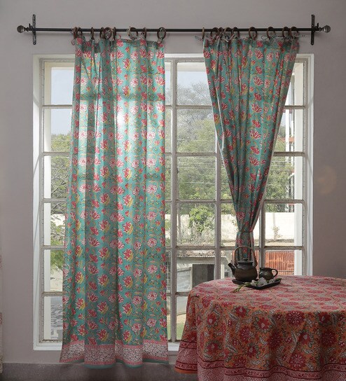 Buy Soma Multicolour Cotton 90 X 60 Inch Floral Handblock Door