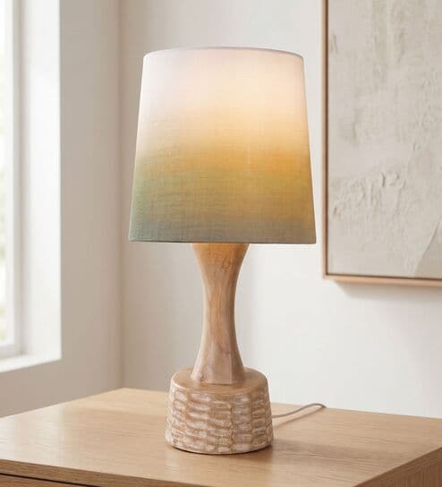 Green Soma Handcrafted Natural Wood Table Lamp