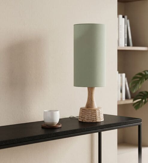 Green Soma Handcrafted Natural Wood Tall Shade Table Lamp