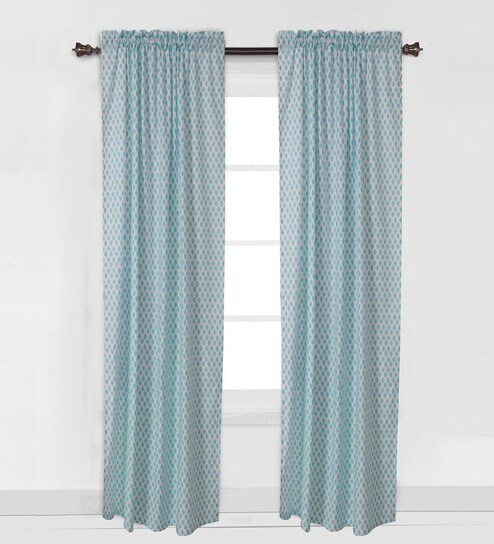Buy Sophia Paisley Leaves Single Window Curtain In Blue Set Of 2