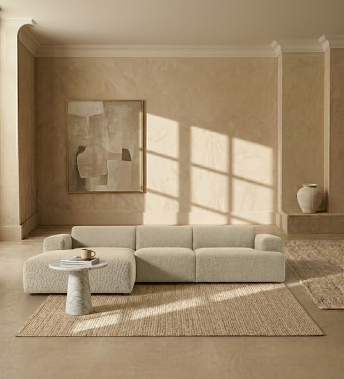 Sophisticated Comfort 3 Seater RHS Sofa In Beige Colour