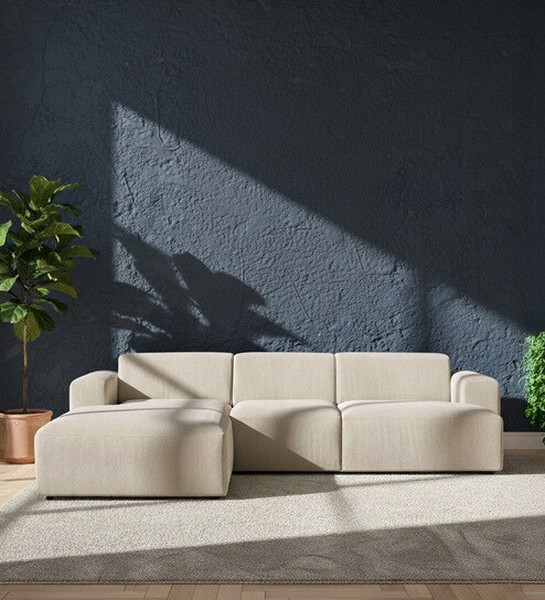Sophisticated Comfort Corduroy 2 Seater RHS Sofa In Cream Colour-image-36