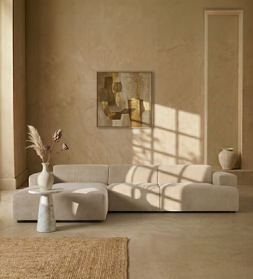 Sophisticated Comfort Corduroy 2 Seater RHS Sofa In Cream Colour