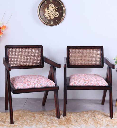 Sora Teak Wood Arm Chair In Brown Colour (Set of 2)