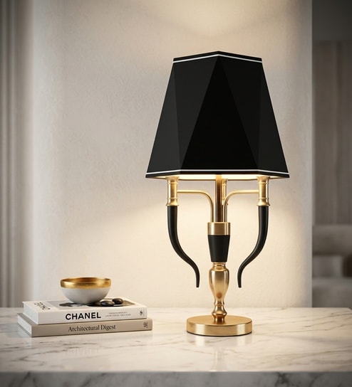 Sovereign Noir Metal & Cloth Table Lamp with Black Shade
