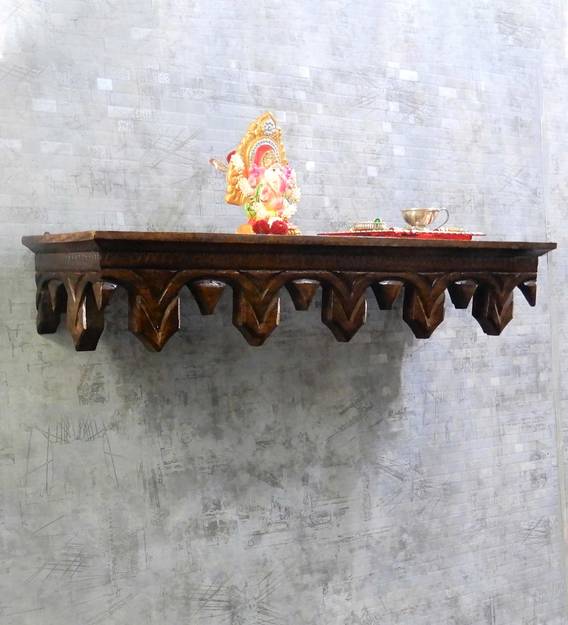 Buy Solid Wood Floating Pooja Shelf In Brown By Disoo Fashions Online