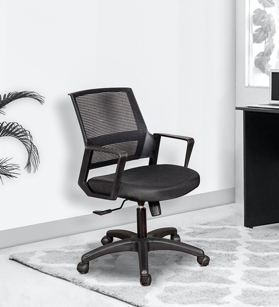 Buy Solitaire Ergonomic Chair In Black Colour By Trevi Furniture Online Mid Back Ergonomic Chairs Chairs Furniture Pepperfry Product