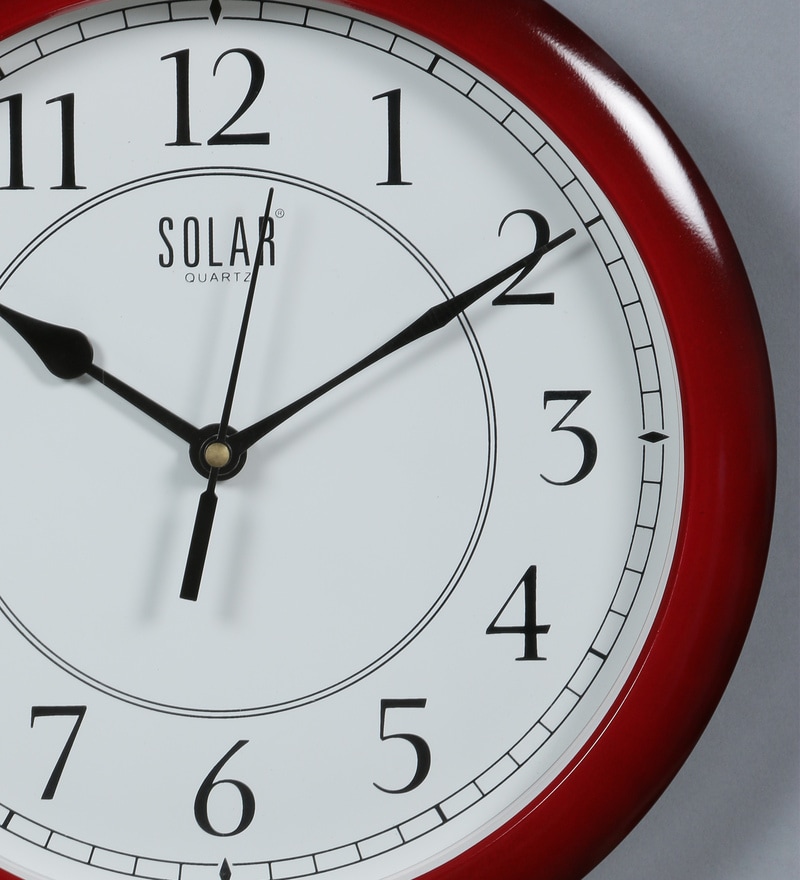 Maroon Plastic 11 Inch Wall Clock by Solar