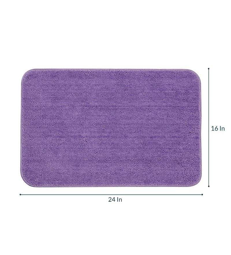 Buy Purple Microfibre Plain Solid 24X16 Inches Antiskid Bath Mat (Set