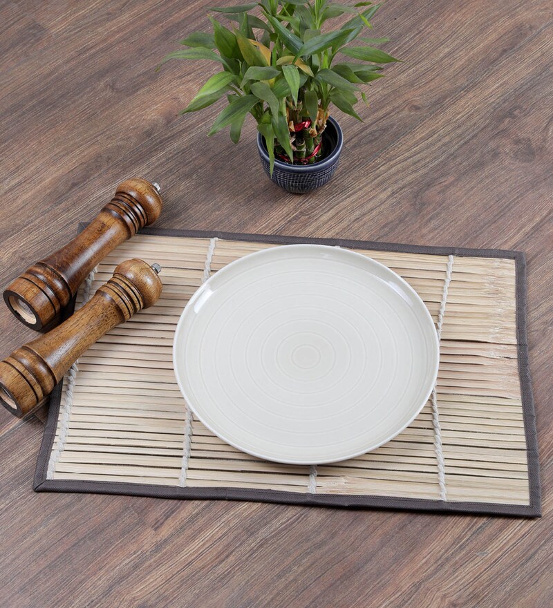 Buy Geometric Beige Bamboo 19 X 13 Inches Placemats (Set of 6) by My