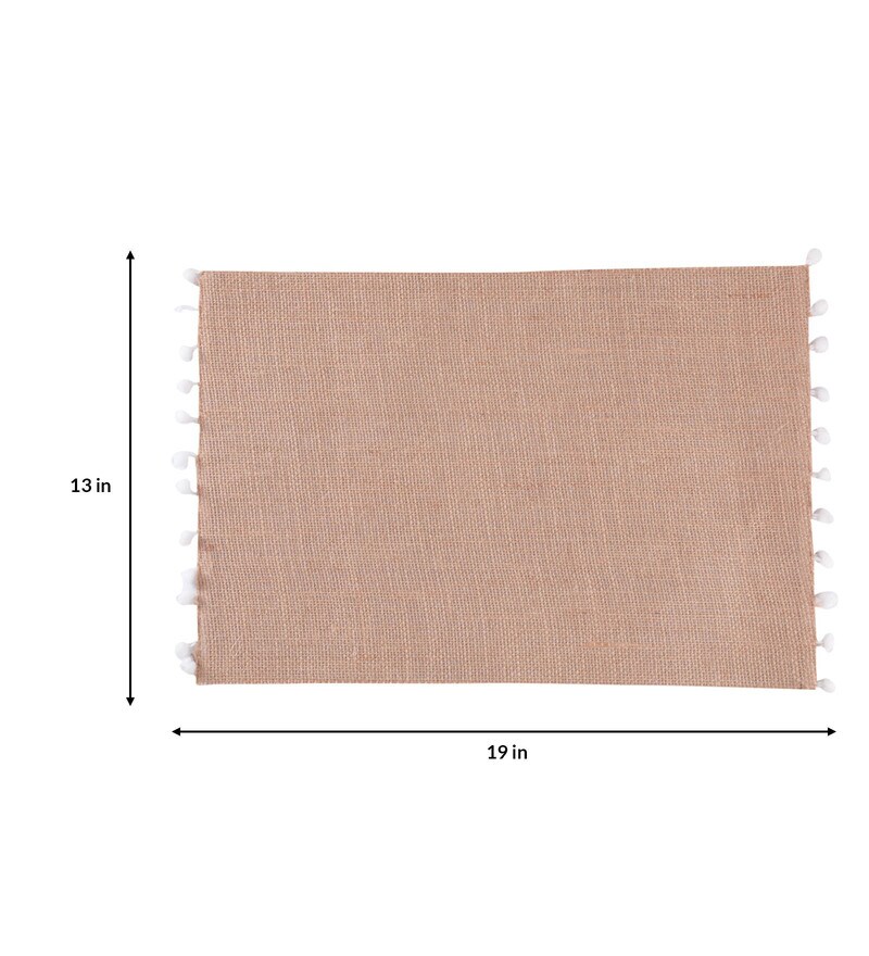 Buy Solid Beige Canvas 19 X 13 Inches Placemats (Set of 6) by My Gift