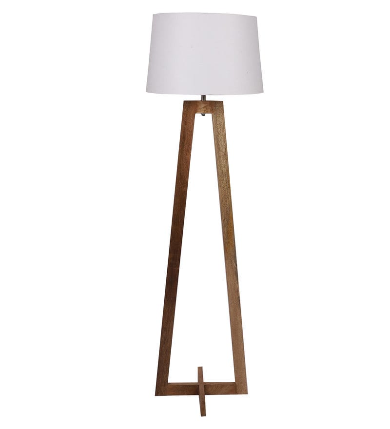 Buy Soomin White Fabric Shade Floor Lamp With Natural Base By Sapphire