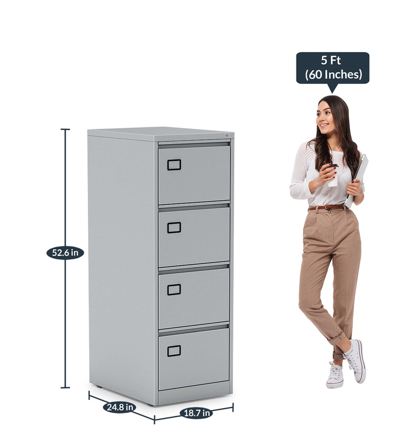 Buy SOS Metal File Cabinet in Silver Grey Finish by Spacewood Office ...