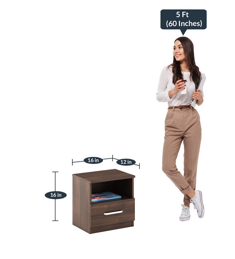 Buy Souma Bedside Table In Regato Walnut Colour By Mintwud Online