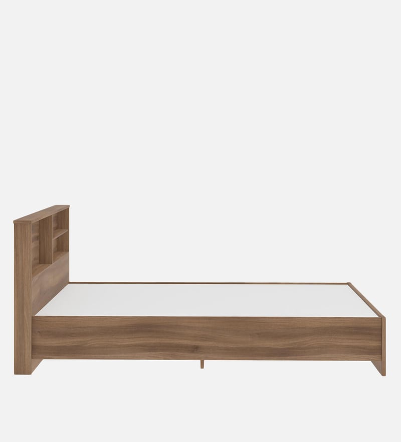 Buy Souma Single Bed With Headboard Storage In Walnut Bronze Finish By Mintwud Online Modern