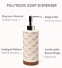 Beige Polyresin 300 Ml Round Scalloped Soap Dispenser