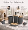 Grey Plastic Bathroom Accessories Set Of 4 With Oval Soap Dish