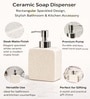White Ceramic Rectangular Speckled Soap Dispenser With Silver Handle