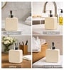White Ceramic Rectangular Speckled Soap Dispenser With Silver Handle
