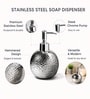 Silver Ceramic 450 Ml Soap Dispenser With Glossy Hammered Finish