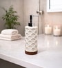 Beige Polyresin 300 Ml Round Scalloped Soap Dispenser