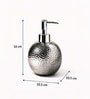 Silver Ceramic 450 Ml Soap Dispenser With Glossy Hammered Finish
