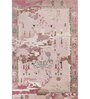 Soft Abstract Distressed Floral Rug 6X9 ft| Medium Rose & Wasabi Carpet Dhurrie
