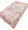 Soft Abstract Distressed Floral Rug 6X9 ft| Medium Rose & Wasabi Carpet Dhurrie