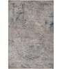 Blue And Grey Abstract Polyester 4X6 Feet Machine Made Carpet