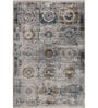 Blue And Grey Abstract Polyester 4X6 Feet Machine Made Carpet