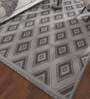 Grey And Blue Geometric Polyester 4X6 Feet Machine Made Carpet