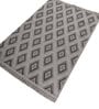 Grey And Blue Geometric Polyester 4X6 Feet Machine Made Carpet