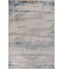 Blue And Silver Abstract Polyester 5X7 Feet Machine Made Carpet