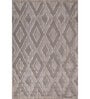 Beige And White Geometric Polyester 5X7 Feet Machine Made Carpet