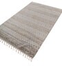 White And Beige Abstract Polyester 5X7 Feet Machine Made Carpet