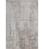 White And Silver Abstract Polyester 5X7 Feet Machine Made Carpet