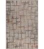 White And Brown Abstract Polyester 6.5X10 Feet Machine Made Carpet