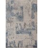 White And Blue Abstract Polyester 6.5X9 Feet Machine Made Carpet