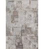 Grey And White Abstract Polyester 6.5X9 Feet Machine Made Carpet
