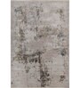 White And Grey Abstract Polyester 6.5X9 Feet Machine Made Carpet