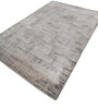 White And Grey Abstract Viscose 6.5X9 Feet Machine Made Carpet
