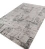 White And Grey Abstract Polyester 6.5X9 Feet Machine Made Carpet