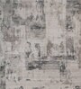 White And Grey Abstract Polyester 6.5X9 Feet Machine Made Carpet