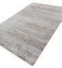 White And Beige Abstract Polyester 6.5X9 Feet Machine Made Carpet