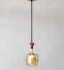 Soft Amber Glass Hanging Lamp Gold Finish