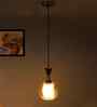 Soft Amber Glass Hanging Lamp Gold Finish